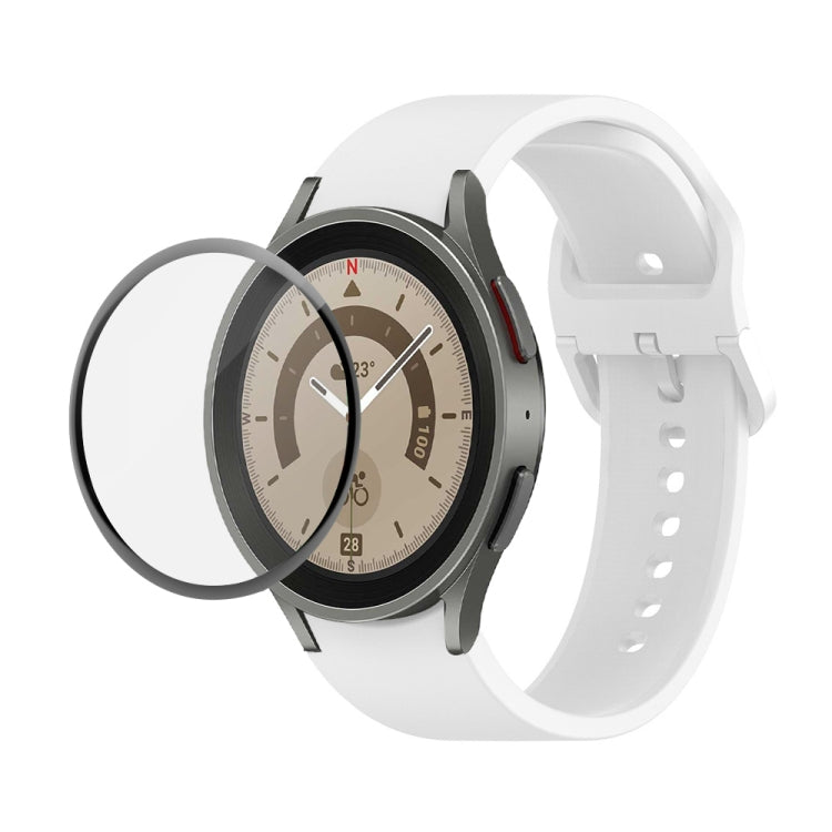 Bộ dây đeo silicone điều chỉnh + kính cường lực PMMA phủ toàn màn hình JUNSUNMAY, dành cho Samsung Galaxy Watch6 Classic 43mm, Samsung Galaxy Watch5 44mm, Samsung Galaxy Watch5 Pro 45mm