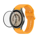 Bộ dây đeo silicone điều chỉnh + kính cường lực PMMA phủ toàn màn hình JUNSUNMAY, dành cho Samsung Galaxy Watch6 Classic 43mm, Samsung Galaxy Watch5 44mm, Samsung Galaxy Watch5 Pro 45mm