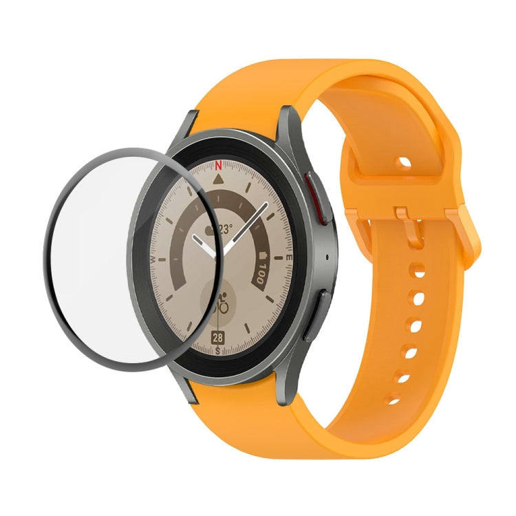 Bộ dây đeo silicone điều chỉnh + kính cường lực PMMA phủ toàn màn hình JUNSUNMAY, dành cho Samsung Galaxy Watch6 Classic 43mm, Samsung Galaxy Watch5 44mm, Samsung Galaxy Watch5 Pro 45mm