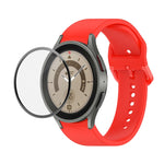 Bộ dây đeo silicone điều chỉnh + kính cường lực PMMA phủ toàn màn hình JUNSUNMAY, dành cho Samsung Galaxy Watch6 Classic 43mm, Samsung Galaxy Watch5 44mm, Samsung Galaxy Watch5 Pro 45mm