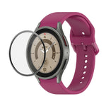 Bộ dây đeo silicone điều chỉnh + kính cường lực PMMA phủ toàn màn hình JUNSUNMAY, dành cho Samsung Galaxy Watch6 Classic 43mm, Samsung Galaxy Watch5 44mm, Samsung Galaxy Watch5 Pro 45mm