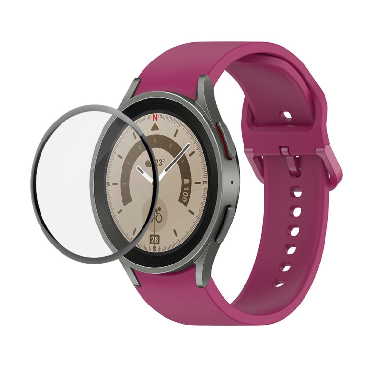 Bộ dây đeo silicone điều chỉnh + kính cường lực PMMA phủ toàn màn hình JUNSUNMAY, dành cho Samsung Galaxy Watch6 Classic 43mm, Samsung Galaxy Watch5 44mm, Samsung Galaxy Watch5 Pro 45mm