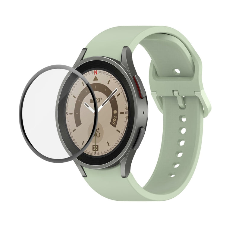 Bộ dây đeo silicone điều chỉnh + kính cường lực PMMA phủ toàn màn hình JUNSUNMAY, dành cho Samsung Galaxy Watch6 Classic 43mm, Samsung Galaxy Watch5 44mm, Samsung Galaxy Watch5 Pro 45mm