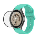 Bộ dây đeo silicone điều chỉnh + kính cường lực PMMA phủ toàn màn hình JUNSUNMAY, dành cho Samsung Galaxy Watch6 Classic 43mm, Samsung Galaxy Watch5 44mm, Samsung Galaxy Watch5 Pro 45mm