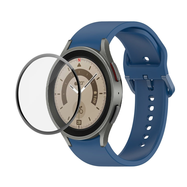 Bộ dây đeo silicone điều chỉnh + kính cường lực PMMA phủ toàn màn hình JUNSUNMAY, dành cho Samsung Galaxy Watch6 Classic 43mm, Samsung Galaxy Watch5 44mm, Samsung Galaxy Watch5 Pro 45mm