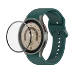Bộ dây đeo silicone điều chỉnh + kính cường lực PMMA phủ toàn màn hình JUNSUNMAY, dành cho Samsung Galaxy Watch6 Classic 43mm, Samsung Galaxy Watch5 44mm, Samsung Galaxy Watch5 Pro 45mm