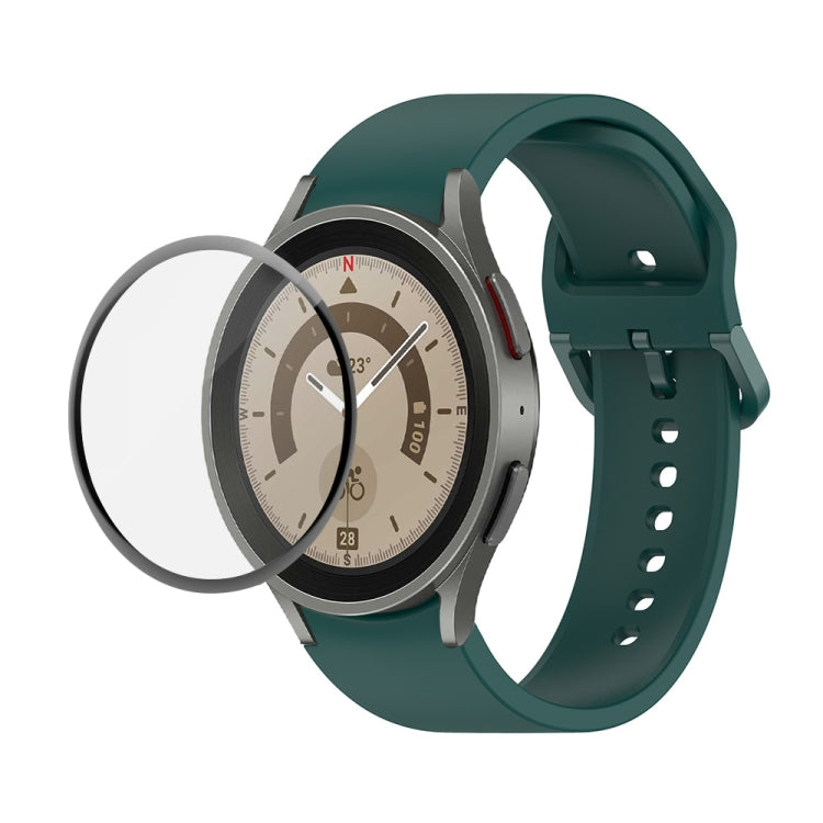 Bộ dây đeo silicone điều chỉnh + kính cường lực PMMA phủ toàn màn hình JUNSUNMAY, dành cho Samsung Galaxy Watch6 Classic 43mm, Samsung Galaxy Watch5 44mm, Samsung Galaxy Watch5 Pro 45mm