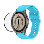 Bộ dây đeo silicone điều chỉnh + kính cường lực PMMA phủ toàn màn hình JUNSUNMAY, dành cho Samsung Galaxy Watch6 Classic 43mm, Samsung Galaxy Watch5 44mm, Samsung Galaxy Watch5 Pro 45mm
