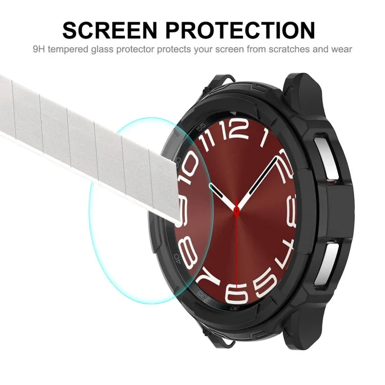 Ốp bảo vệ đồng hồ ENKAY Hat-Prince 2 trong 1 TPU + kính cường lực 9H 0.2mm, cho Samsung Galaxy Watch6 Classic 47mm, cho Samsung Galaxy Watch6 Classic 43mm