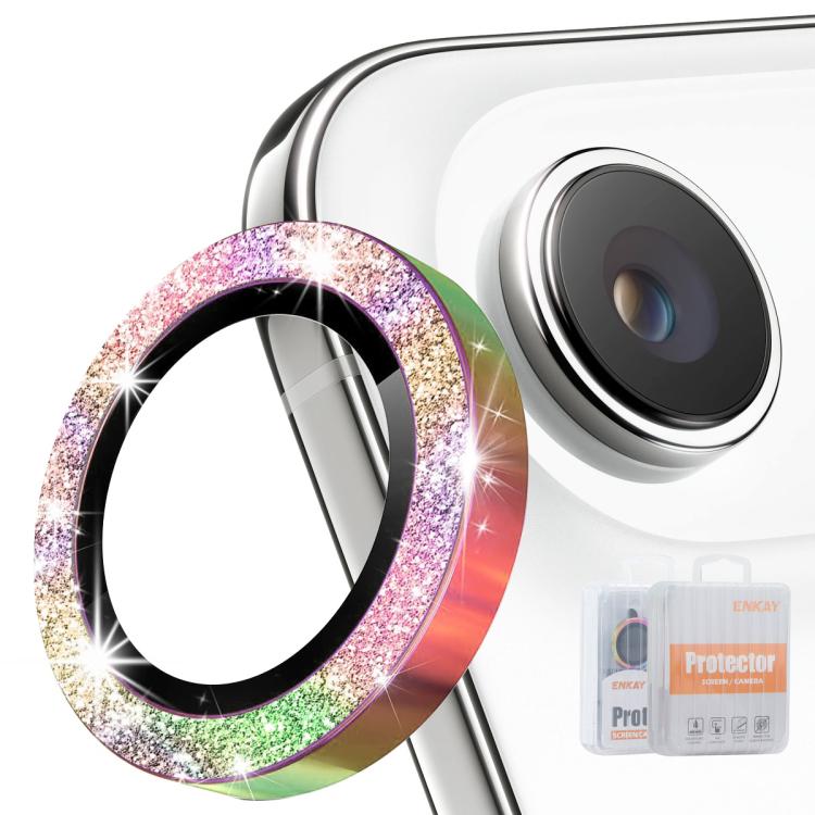 ENKAY Hat-Prince Glitter Rear Lens Aluminium Alloy Tempered Glass Film, For iPhone 17 Pro / 17 Pro Max, For iPhone 17, For iPhone Air, For iPhone 15 Pro / 15 Pro Max, For iPhone 15 / 15 Plus
