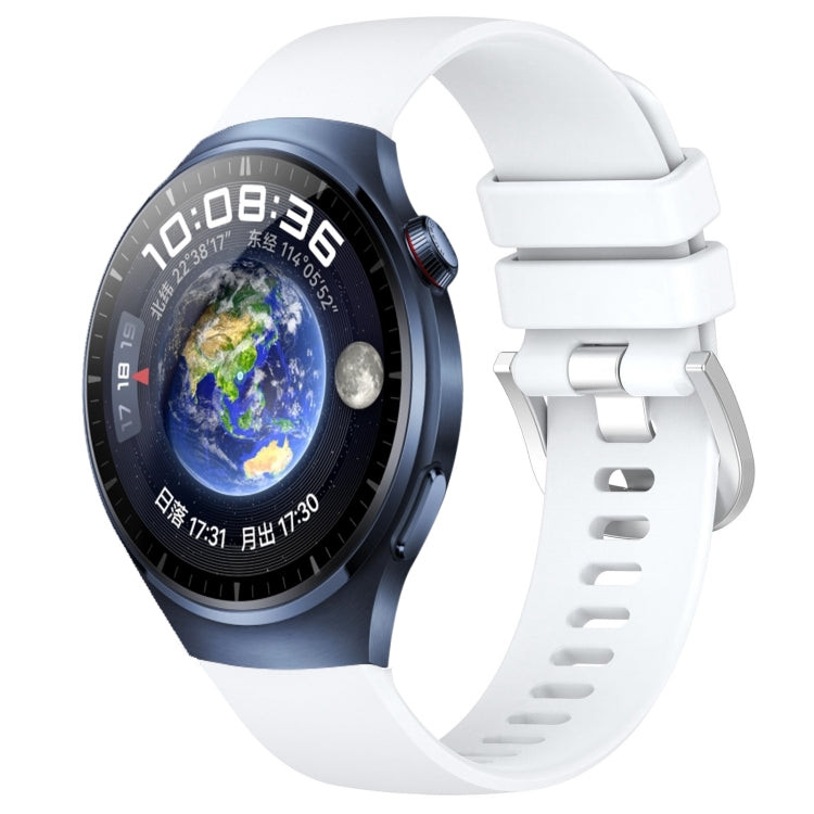 Liquid Glossy Silver Buckle Silicone Watch Band, For Huawei Watch GT4 46mm 22mm, For Huawei Watch GT4 41mm 18mm, For Huawei Watch 4 Pro 22mm, For Huawei Watch 4 22mm