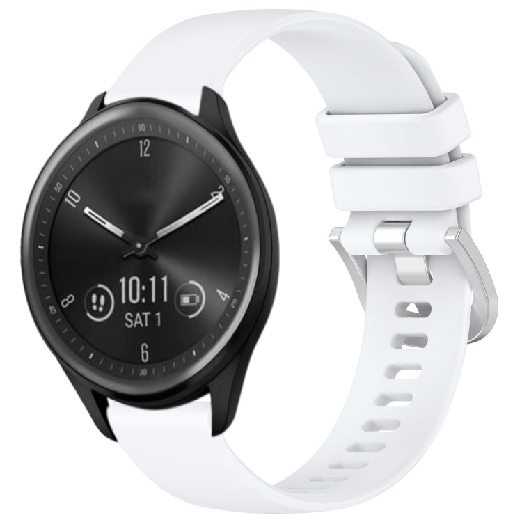 Liquid Glossy Silver Buckle Silicone Watch Band, For Garmin Vivomove Sport, For Garmin Venu 2 Plus, For Garmin Vivoactive3 / 3 Music, For Garmin Forerunner 158 / 55