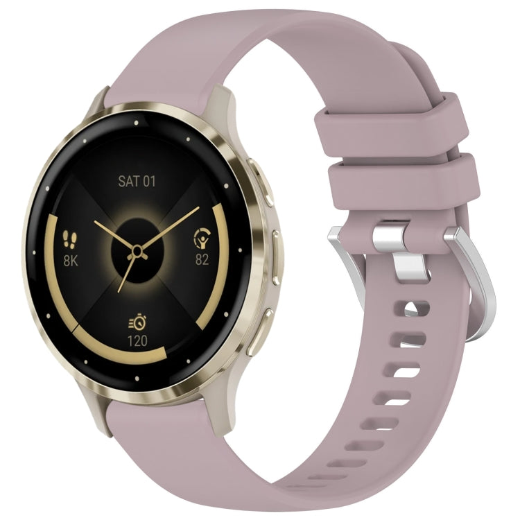 Liquid Glossy Silver Buckle Silicone Watch Band, For Garmin Venu 3S, For Garmin Forerunner 265S, For Garmin Forerunner 255S Music / 255S, For Garmin Venu 2S