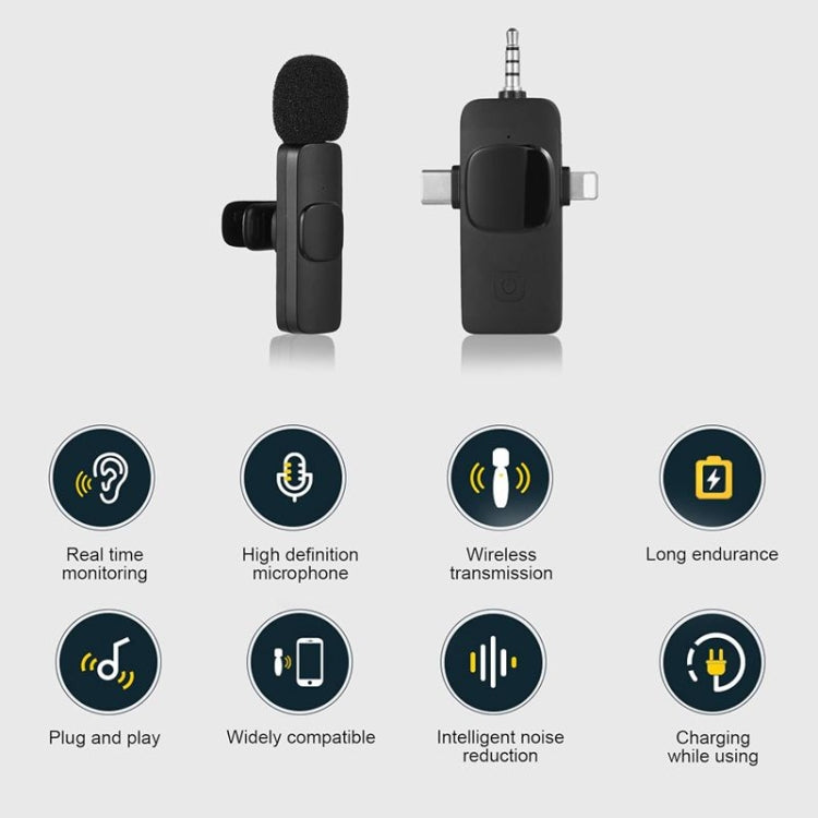 Micro không dây cài áo cho iPhone / Android, 2 trong 1, 3 trong 1