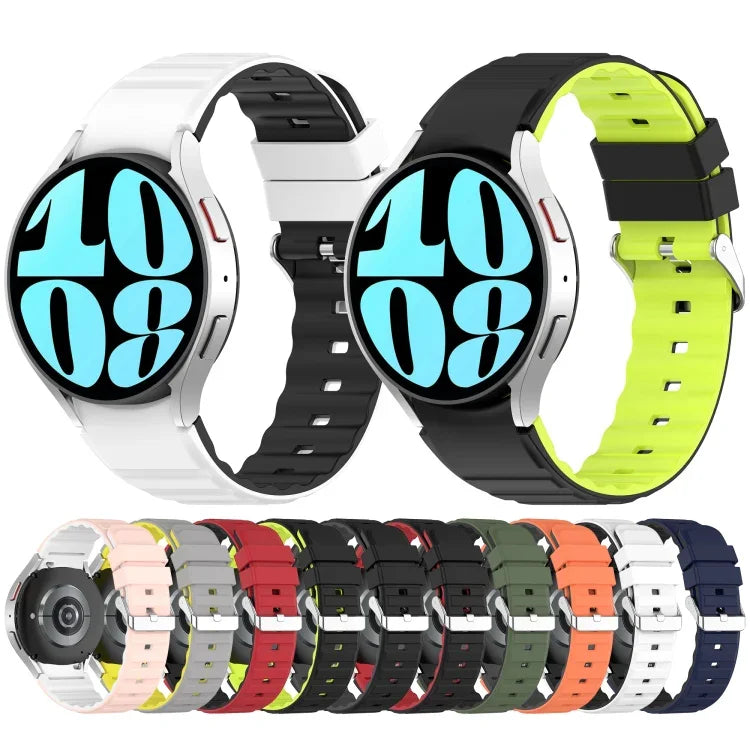 Dây Đồng Hồ Silicone Hai Màu Ngang, Dành Cho Samsung Galaxy Watch 4, Dành Cho Samsung Galaxy Watch 4 Classic 46mm, Dành Cho Samsung Galaxy Watch 3 41mm