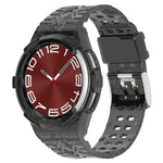TPU watch band for Galaxy Watch6 Classic 43mm, black integrated design with stylish red watch face.