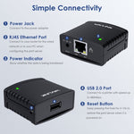 Máy chủ in mạng WAVLINK NU72P11 100Mbps USB 2.0, bộ nguồn máy in mạng, phích cắm Mỹ, Anh, EU, Úc