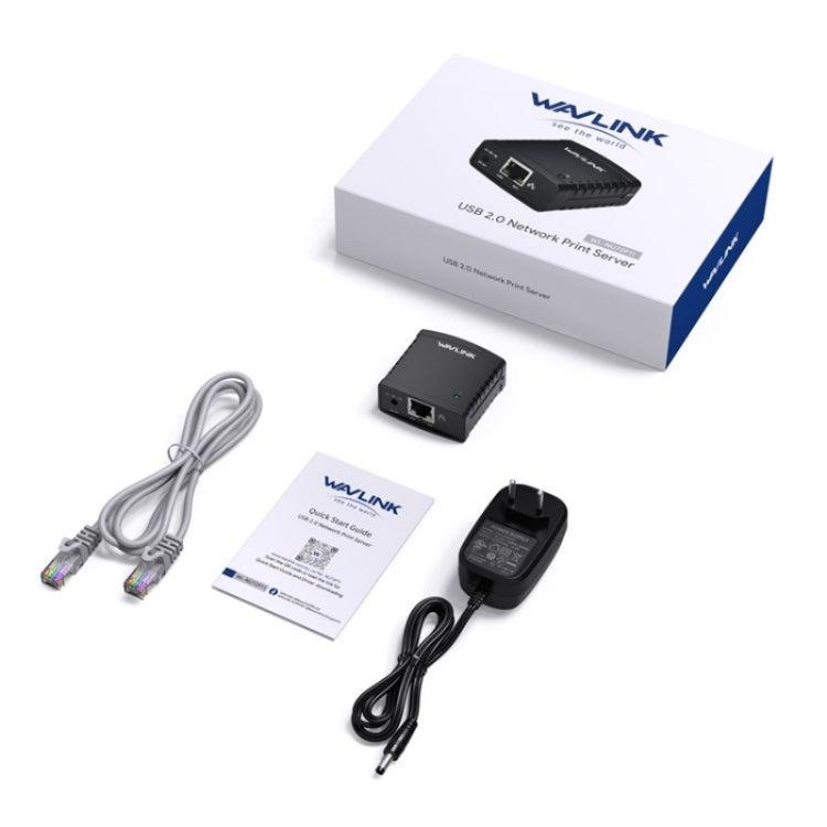Máy chủ in mạng WAVLINK NU72P11 100Mbps USB 2.0, bộ nguồn máy in mạng, phích cắm Mỹ, Anh, EU, Úc