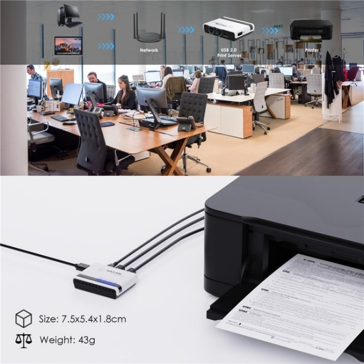 Máy chủ in không dây USB2.0 WAVLINK NU516U1 với LAN / Bridge WiFi 10 / 100Mbps, phích cắm Mỹ, Anh, EU, Úc
