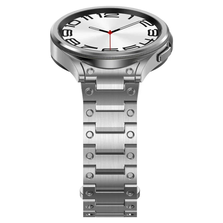Dual Circle Curved Connection Stainless Steel Watch Band, For Samsung Galaxy Watch6 Classic 43 / 47mm, For Samsung Galaxy Watch 6 40 / 44mm, For Samsung Galaxy Watch 5 40 / 44mm, For Samsung Galaxy Watch 5 Pro, For Samsung Galaxy Watch 4 40 / 44mm     ...