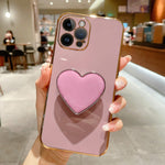 Ốp lưng điện thoại TPU kèm giá đỡ hình trái tim mạ điện, dành cho iPhone 14 Pro Max, iPhone SE 2022 / 2020 / 7 / 8, iPhone 13 Pro Max, iPhone 13 Pro, iPhone 13, iPhone 13 mini, iPhone 12, iPhone 12 Pro Max