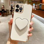 Ốp lưng điện thoại TPU kèm giá đỡ hình trái tim mạ điện, dành cho iPhone 14 Pro Max, iPhone SE 2022 / 2020 / 7 / 8, iPhone 13 Pro Max, iPhone 13 Pro, iPhone 13, iPhone 13 mini, iPhone 12, iPhone 12 Pro Max