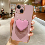 Ốp lưng điện thoại TPU kèm giá đỡ hình trái tim mạ điện, dành cho iPhone 14 Pro Max, iPhone SE 2022 / 2020 / 7 / 8, iPhone 13 Pro Max, iPhone 13 Pro, iPhone 13, iPhone 13 mini, iPhone 12, iPhone 12 Pro Max