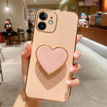 Ốp lưng điện thoại TPU kèm giá đỡ hình trái tim mạ điện, dành cho iPhone 14 Pro Max, iPhone SE 2022 / 2020 / 7 / 8, iPhone 13 Pro Max, iPhone 13 Pro, iPhone 13, iPhone 13 mini, iPhone 12, iPhone 12 Pro Max