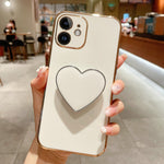 Ốp lưng điện thoại TPU kèm giá đỡ hình trái tim mạ điện, dành cho iPhone 14 Pro Max, iPhone SE 2022 / 2020 / 7 / 8, iPhone 13 Pro Max, iPhone 13 Pro, iPhone 13, iPhone 13 mini, iPhone 12, iPhone 12 Pro Max