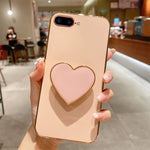 Ốp lưng điện thoại TPU kèm giá đỡ hình trái tim mạ điện, dành cho iPhone 7 Plus / 8 Plus