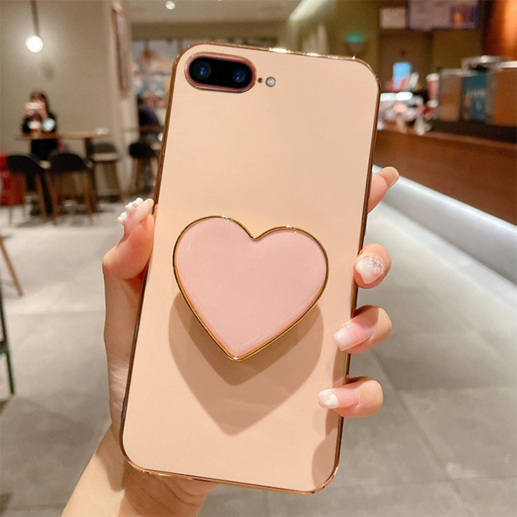 Ốp lưng điện thoại TPU kèm giá đỡ hình trái tim mạ điện, dành cho iPhone 7 Plus / 8 Plus