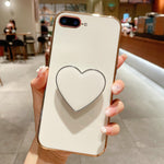 Ốp lưng điện thoại TPU kèm giá đỡ hình trái tim mạ điện, dành cho iPhone 7 Plus / 8 Plus