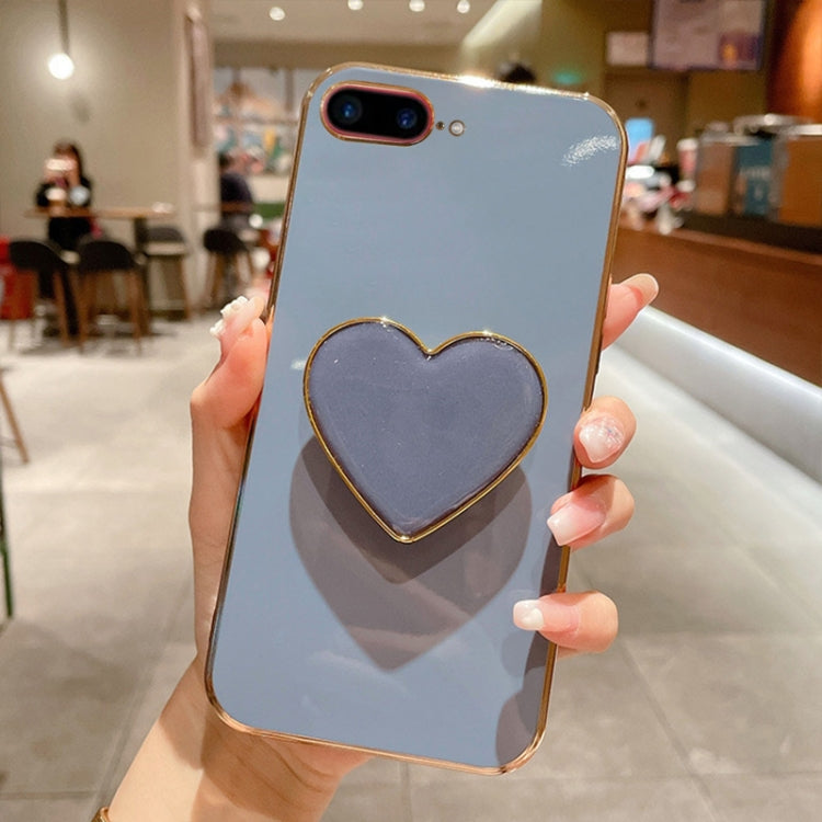 Ốp lưng điện thoại TPU kèm giá đỡ hình trái tim mạ điện, dành cho iPhone 7 Plus / 8 Plus
