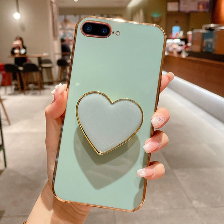 Ốp lưng điện thoại TPU kèm giá đỡ hình trái tim mạ điện, dành cho iPhone 7 Plus / 8 Plus