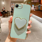 Ốp lưng điện thoại TPU kèm giá đỡ hình trái tim mạ điện, dành cho iPhone 14 Pro Max, iPhone SE 2022 / 2020 / 7 / 8, iPhone 13 Pro Max, iPhone 13 Pro, iPhone 13, iPhone 13 mini, iPhone 12, iPhone 12 Pro Max