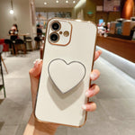 Ốp lưng điện thoại TPU kèm giá đỡ hình trái tim mạ điện, dành cho iPhone 17e / 16e, iPhone 17 Pro Max, iPhone 17 Pro, iPhone 17, iPhone Air, iPhone 16 Pro Max, iPhone 16 Pro, iPhone 16 Plus
