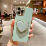 Ốp lưng điện thoại TPU kèm giá đỡ hình trái tim mạ điện, dành cho iPhone 17e / 16e, iPhone 17 Pro Max, iPhone 17 Pro, iPhone 17, iPhone Air, iPhone 16 Pro Max, iPhone 16 Pro, iPhone 16 Plus
