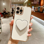 Ốp lưng điện thoại TPU kèm giá đỡ hình trái tim mạ điện, dành cho iPhone 17e / 16e, iPhone 17 Pro Max, iPhone 17 Pro, iPhone 17, iPhone Air, iPhone 16 Pro Max, iPhone 16 Pro, iPhone 16 Plus