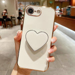 Ốp lưng điện thoại TPU kèm giá đỡ hình trái tim mạ điện, dành cho iPhone 17e / 16e, iPhone 17 Pro Max, iPhone 17 Pro, iPhone 17, iPhone Air, iPhone 16 Pro Max, iPhone 16 Pro, iPhone 16 Plus