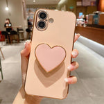 Ốp lưng điện thoại TPU kèm giá đỡ hình trái tim mạ điện, dành cho iPhone 17e / 16e, iPhone 17 Pro Max, iPhone 17 Pro, iPhone 17, iPhone Air, iPhone 16 Pro Max, iPhone 16 Pro, iPhone 16 Plus