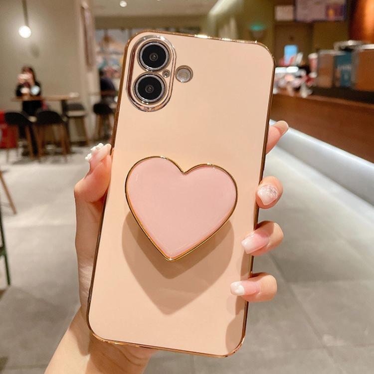 Ốp lưng điện thoại TPU kèm giá đỡ hình trái tim mạ điện, dành cho iPhone 17e / 16e, iPhone 17 Pro Max, iPhone 17 Pro, iPhone 17, iPhone Air, iPhone 16 Pro Max, iPhone 16 Pro, iPhone 16 Plus
