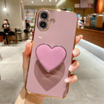 Ốp lưng điện thoại TPU kèm giá đỡ hình trái tim mạ điện, dành cho iPhone 17e / 16e, iPhone 17 Pro Max, iPhone 17 Pro, iPhone 17, iPhone Air, iPhone 16 Pro Max, iPhone 16 Pro, iPhone 16 Plus