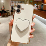 Ốp lưng điện thoại TPU kèm giá đỡ hình trái tim mạ điện, dành cho iPhone 17e / 16e, iPhone 17 Pro Max, iPhone 17 Pro, iPhone 17, iPhone Air, iPhone 16 Pro Max, iPhone 16 Pro, iPhone 16 Plus