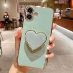 Ốp lưng điện thoại TPU kèm giá đỡ hình trái tim mạ điện, dành cho iPhone 17e / 16e, iPhone 17 Pro Max, iPhone 17 Pro, iPhone 17, iPhone Air, iPhone 16 Pro Max, iPhone 16 Pro, iPhone 16 Plus