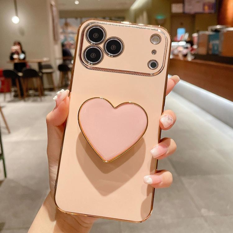 Ốp lưng điện thoại TPU kèm giá đỡ hình trái tim mạ điện, dành cho iPhone 17e / 16e, iPhone 17 Pro Max, iPhone 17 Pro, iPhone 17, iPhone Air, iPhone 16 Pro Max, iPhone 16 Pro, iPhone 16 Plus