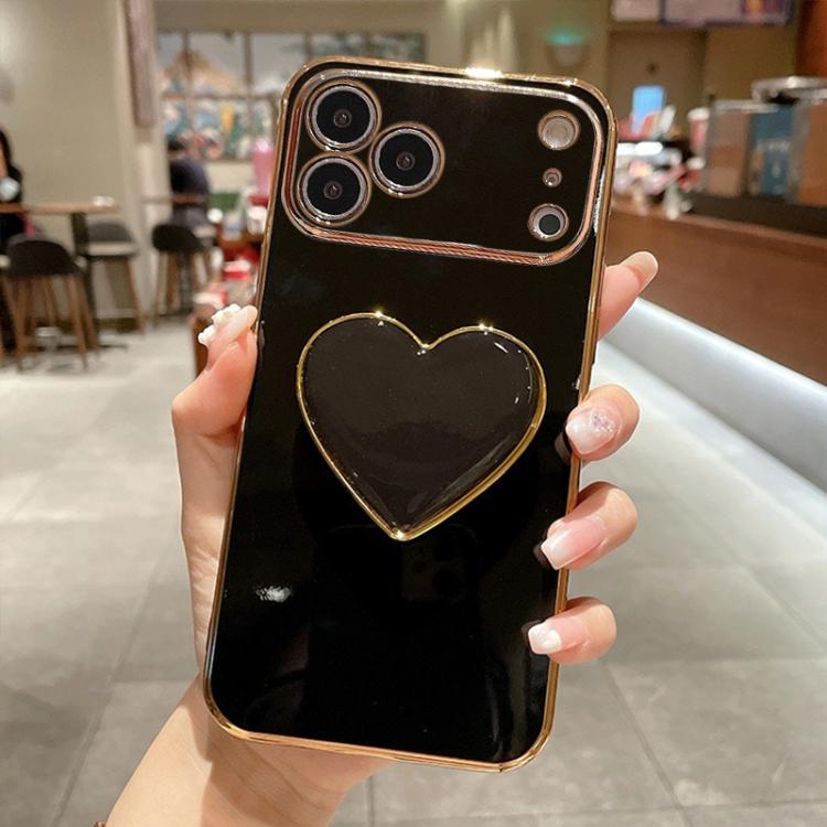 Ốp lưng điện thoại TPU kèm giá đỡ hình trái tim mạ điện, dành cho iPhone 17e / 16e, iPhone 17 Pro Max, iPhone 17 Pro, iPhone 17, iPhone Air, iPhone 16 Pro Max, iPhone 16 Pro, iPhone 16 Plus