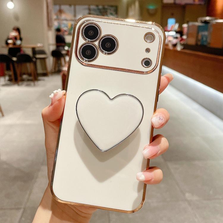 Ốp lưng điện thoại TPU kèm giá đỡ hình trái tim mạ điện, dành cho iPhone 17e / 16e, iPhone 17 Pro Max, iPhone 17 Pro, iPhone 17, iPhone Air, iPhone 16 Pro Max, iPhone 16 Pro, iPhone 16 Plus