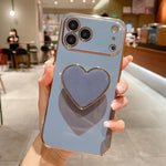 Ốp lưng điện thoại TPU kèm giá đỡ hình trái tim mạ điện, dành cho iPhone 17e / 16e, iPhone 17 Pro Max, iPhone 17 Pro, iPhone 17, iPhone Air, iPhone 16 Pro Max, iPhone 16 Pro, iPhone 16 Plus