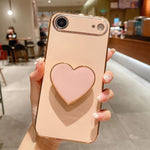 Ốp lưng điện thoại TPU kèm giá đỡ hình trái tim mạ điện, dành cho iPhone 17e / 16e, iPhone 17 Pro Max, iPhone 17 Pro, iPhone 17, iPhone Air, iPhone 16 Pro Max, iPhone 16 Pro, iPhone 16 Plus