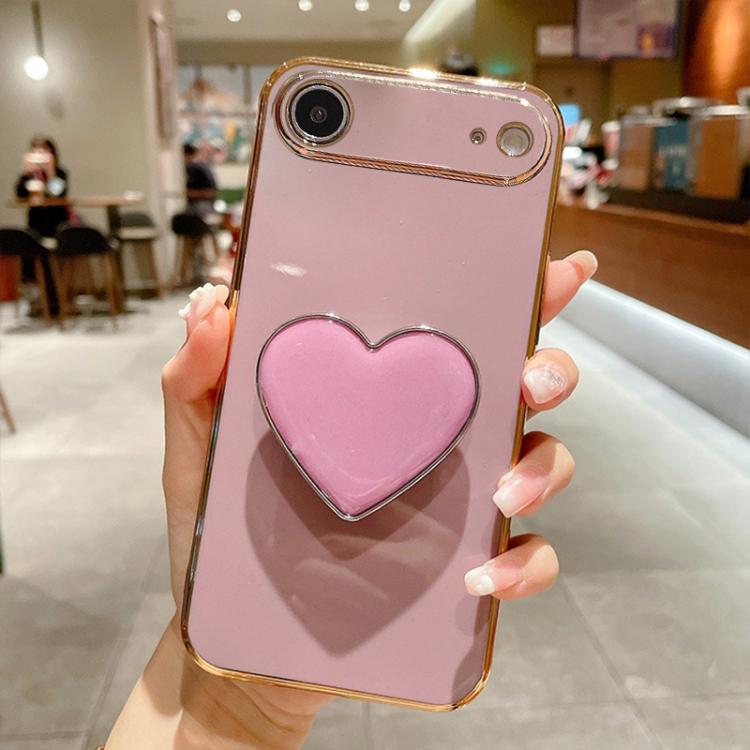Ốp lưng điện thoại TPU kèm giá đỡ hình trái tim mạ điện, dành cho iPhone 17e / 16e, iPhone 17 Pro Max, iPhone 17 Pro, iPhone 17, iPhone Air, iPhone 16 Pro Max, iPhone 16 Pro, iPhone 16 Plus